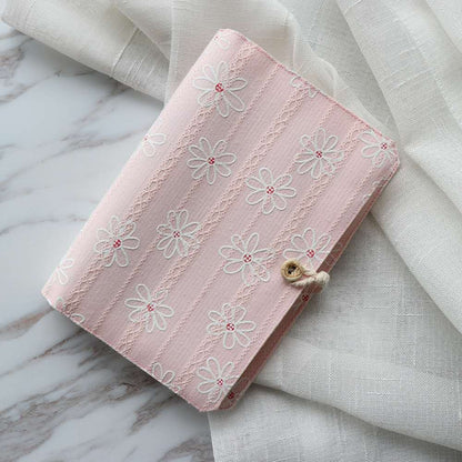 Embroid Sakura Notebook- 180 Pages Loose Leaf A5 Cloth Cover Buckle Journal - Flower Planner- Bullet Journal - Craft DIY Stationery