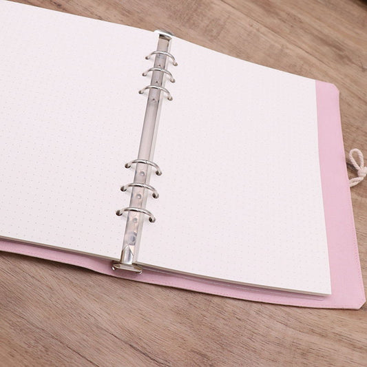 Embroid Pink Sakura Notebook- 180 Pages Loose Leaf A5 Cloth Cover Buckle Journal - Flower Planner- Bullet Journal - Craft DIY Stationery