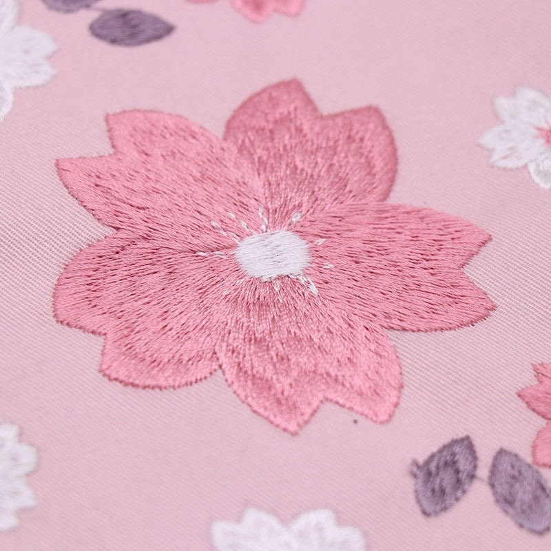 Embroid Pink Sakura Notebook- 180 Pages Loose Leaf A5 Cloth Cover Buckle Journal - Flower Planner- Bullet Journal - Craft DIY Stationery