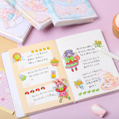 Lolita Cute Notebook  - 224 Pages A5 Buckle Notebooks with PVC cover - Bullet Journal - Planner Shopping list Pocket Notes