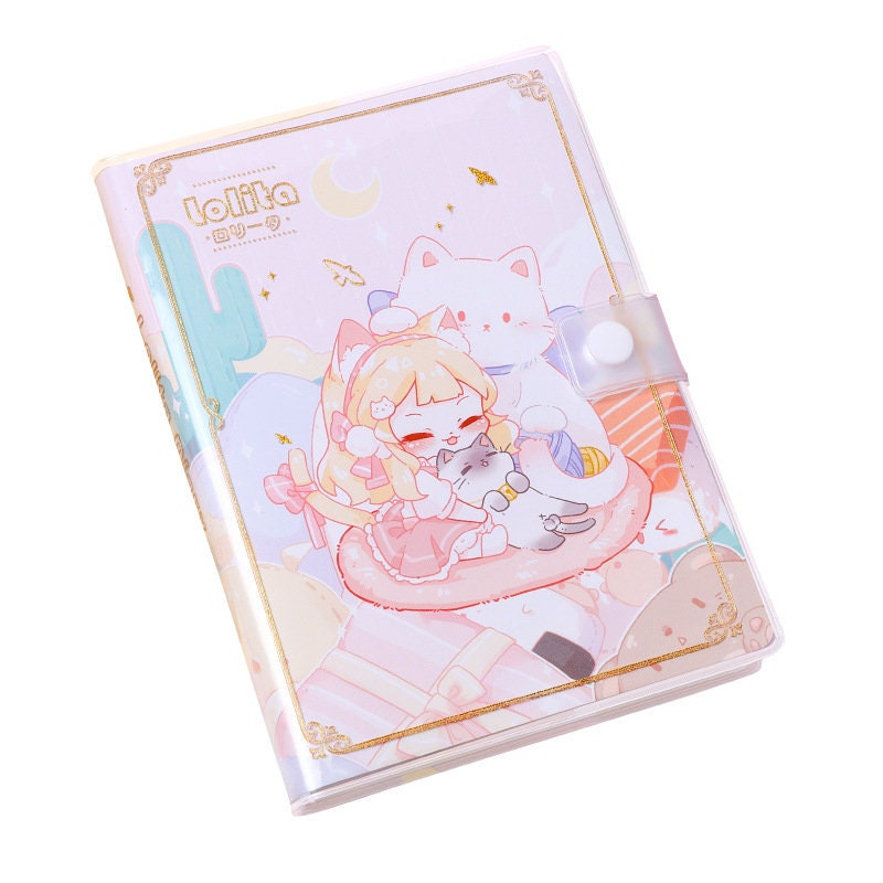 Lolita Cute Notebook  - 224 Pages A5 Buckle Notebooks with PVC cover - Bullet Journal - Planner Shopping list Pocket Notes