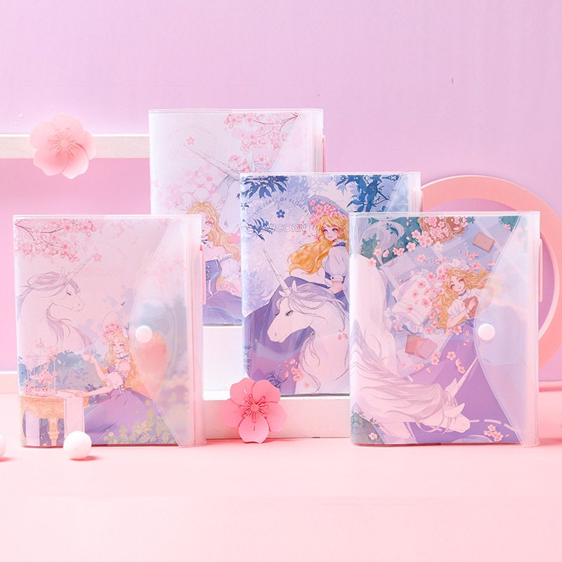 Princess Unicorn Notebook with Black Gel Pen - 224 Pages A5 Buckle Notebooks with PVC cover - Bullet Journal - Planner To Do lis