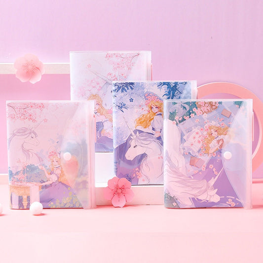 Princess Unicorn Notebook with Black Gel Pen - 224 Pages A5 Buckle Notebooks with PVC cover - Bullet Journal - Planner To Do lis