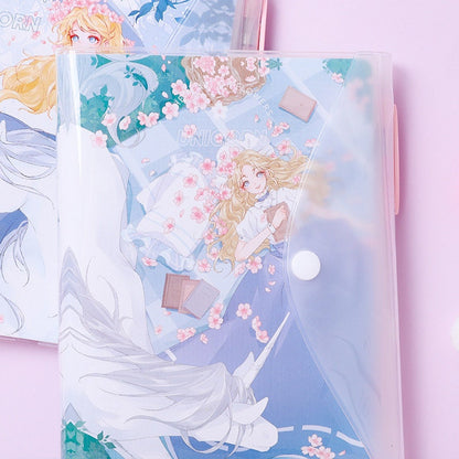 Princess Unicorn Notebook with Black Gel Pen - 224 Pages A5 Buckle Notebooks with PVC cover - Bullet Journal - Planner To Do lis
