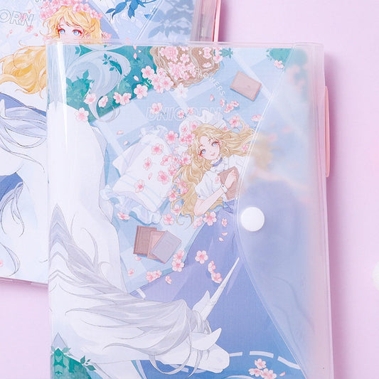 Princess Unicorn Notebook with Black Gel Pen - 224 Pages A5 Buckle Notebooks with PVC cover - Bullet Journal - Planner To Do lis