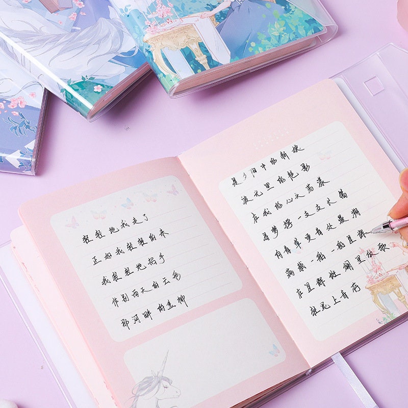 Princess Unicorn Notebook with Black Gel Pen - 224 Pages A5 Buckle Notebooks with PVC cover - Bullet Journal - Planner To Do lis