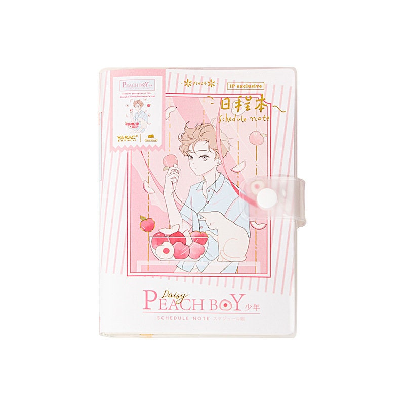 Peach Boy Notebook - 224 Pages A5 Buckle Notebooks with PVC cover - Bullet Journal - Planner To Do lis