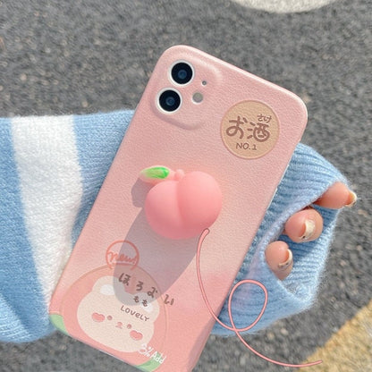 Soft jelly touch 3D pink peach silicone phone case iPhone12/11/6 6s 7 8 Plus X XR SE XS 11 mini Pro Max