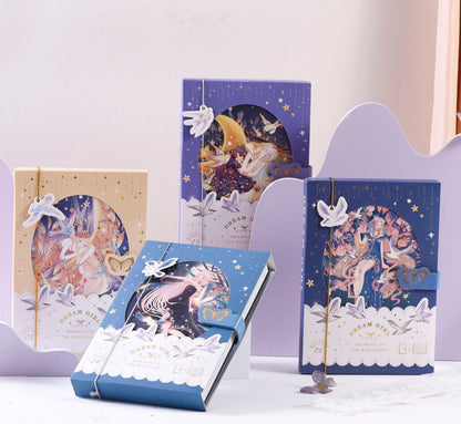 Dream Girl Notebook with Bookmark -224 Pages A5 magnetic buckle Fairy Notebooks with Soft Leather Cover - Bullet Journal DIY -Cute Planner