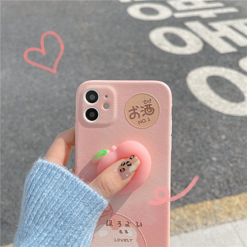 Soft jelly touch 3D pink peach silicone phone case iPhone12/11/6 6s 7 8 Plus X XR SE XS 11 mini Pro Max