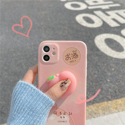 Soft jelly touch 3D pink peach silicone phone case iPhone12/11/6 6s 7 8 Plus X XR SE XS 11 mini Pro Max