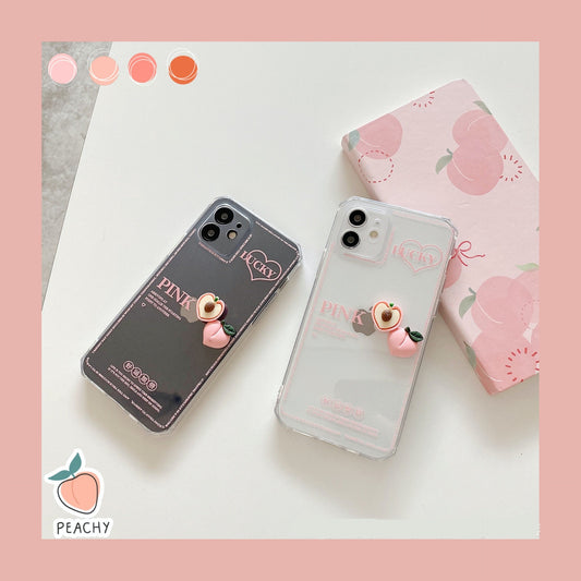 3D pink peach phone case iPhone12/11/6 6s 7 8 Plus X XR SE XS 11 mini Pro Max, kawaii phone case