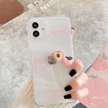 3D pink peach phone case iPhone12/11/6 6s 7 8 Plus X XR SE XS 11 mini Pro Max, kawaii phone case