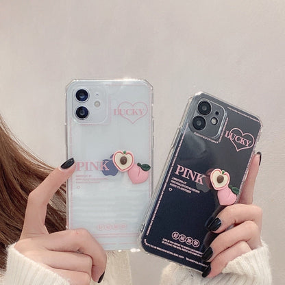 3D pink peach phone case iPhone12/11/6 6s 7 8 Plus X XR SE XS 11 mini Pro Max, kawaii phone case