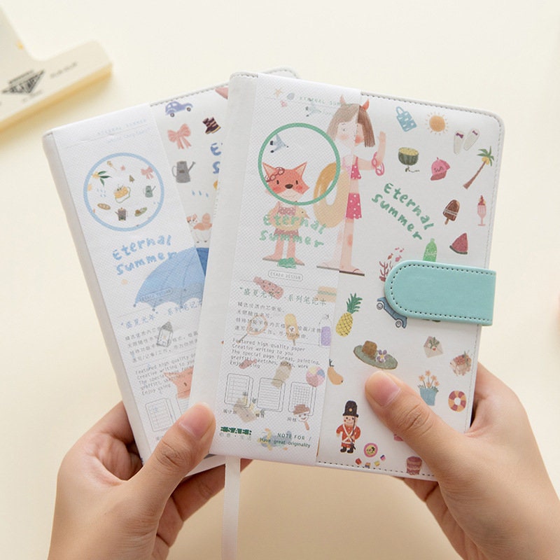 Eternal Summer Journal - 224 Pages Soft Leather Cover Planner- A5 magnetic buckle notebooks  - Bullet Journal with lines or dots