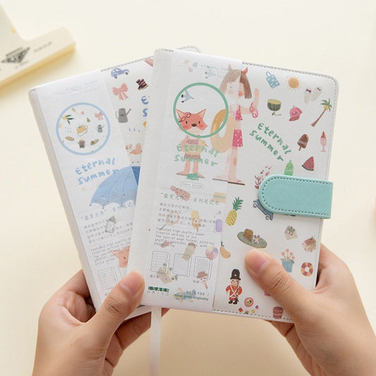 Eternal Summer Journal - 224 Pages Soft Leather Cover Planner- A5 magnetic buckle notebooks  - Bullet Journal with lines or dots
