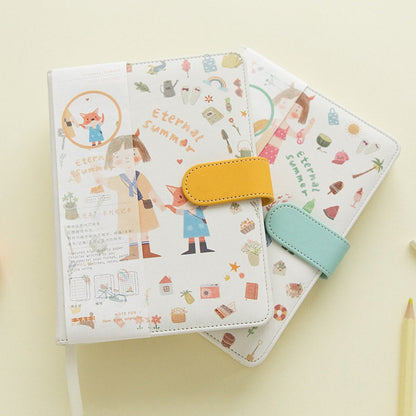 Eternal Summer Journal - 224 Pages Soft Leather Cover Planner- A5 magnetic buckle notebooks  - Bullet Journal with lines or dots