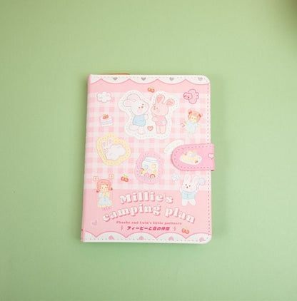 Millie's Camping Plan Notebook - Soft Leather Cover - A5 magnetic buckle - Bullet Journal - no lines no dots - Colorful page notebook