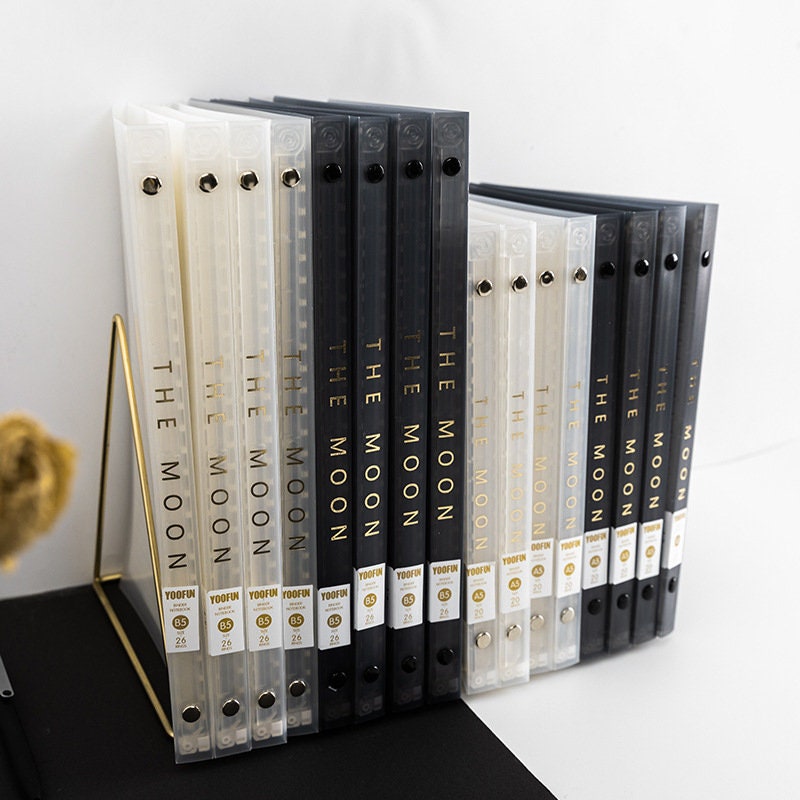 B5 Transparent Loose Leaf Notebook - 40 Pages with PVC Cover notebooks - Stars and Moons Planner with Lines