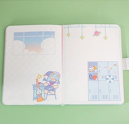Magic Campus Journal With Bookmark - 224 Pages Soft Leather Cover Planner- A5 magnetic Buckle Notebooks  - Cute Notebooks - Bullet Journal