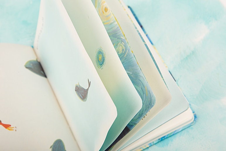 The Big Whale in the Sea Journal - Hard Cover with Magnet Buckle Notebooks - Cute Pattern - A5 cute notebooks - Bullet Journal