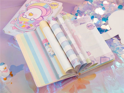 Soya Duck Notebook - 224 Pages Soft Leather Cover Planner- A5 magnetic buckle Notebooks  - Bullet Journal with lines or dots- Cute Notebook