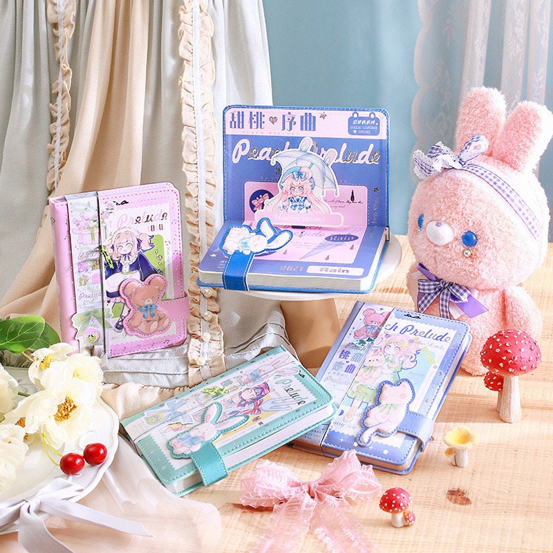 Peach Prelude Notebook with Bookmark -196 Pages A5 magnetic buckle Notebooks with Soft Leather Cover - Bullet Journal DIY -Cute Planner