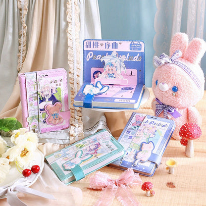 Peach Prelude Notebook with Bookmark -196 Pages A5 magnetic buckle Notebooks with Soft Leather Cover - Bullet Journal DIY -Cute Planner