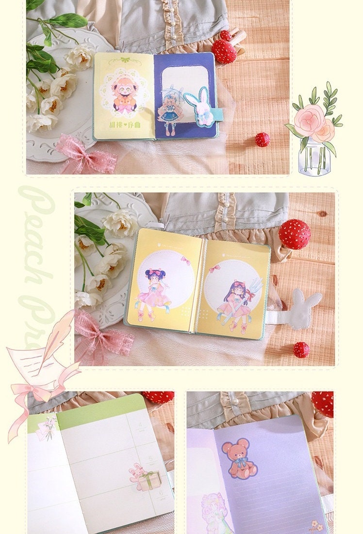 Peach Prelude Notebook with Bookmark -196 Pages A5 magnetic buckle Notebooks with Soft Leather Cover - Bullet Journal DIY -Cute Planner