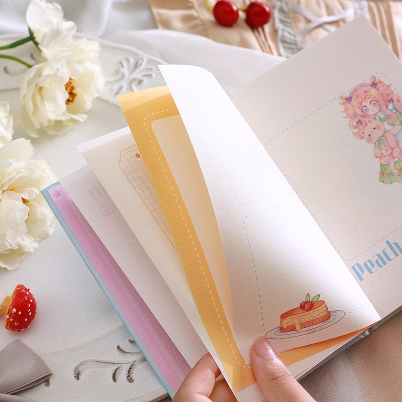 Peach Narration Notebook with Bookmark -196 Pages A5 magnetic buckle Notebooks with hard Cover - Bullet Journal DIY -Cute Planner