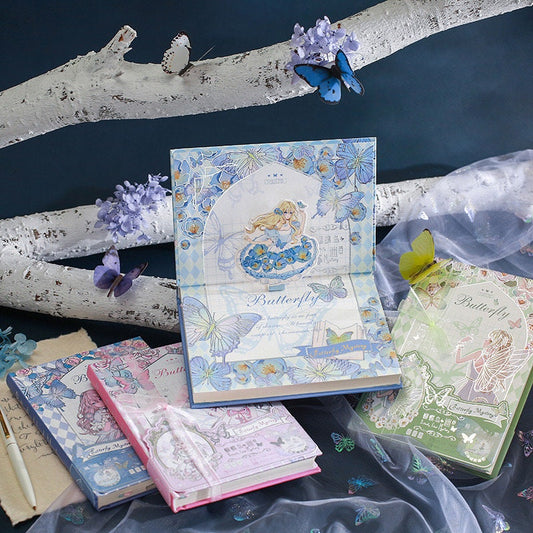 Butterfly Mystery Notebook with Bookmark and 3D Page -196 Pages A5 magnetic buckle Notebooks with hard Cover - Bullet Journal DIY