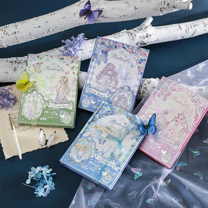 Butterfly Mystery Notebook with Bookmark and 3D Page -196 Pages A5 magnetic buckle Notebooks with hard Cover - Bullet Journal DIY