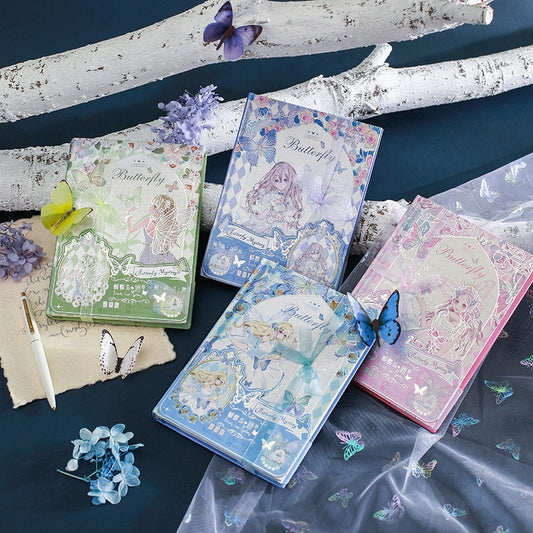 Butterfly Mystery Notebook with Bookmark and 3D Page -196 Pages A5 magnetic buckle Notebooks with hard Cover - Bullet Journal DIY