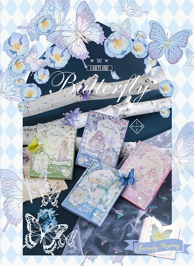 Butterfly Mystery Notebook with Bookmark and 3D Page -196 Pages A5 magnetic buckle Notebooks with hard Cover - Bullet Journal DIY