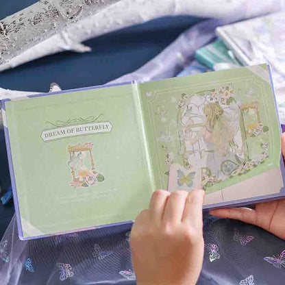 Dream of Butterfly Notebook with Bookmark - Square 132 Pages A5 Notebooks with hard Cover - Bullet Journal DIY