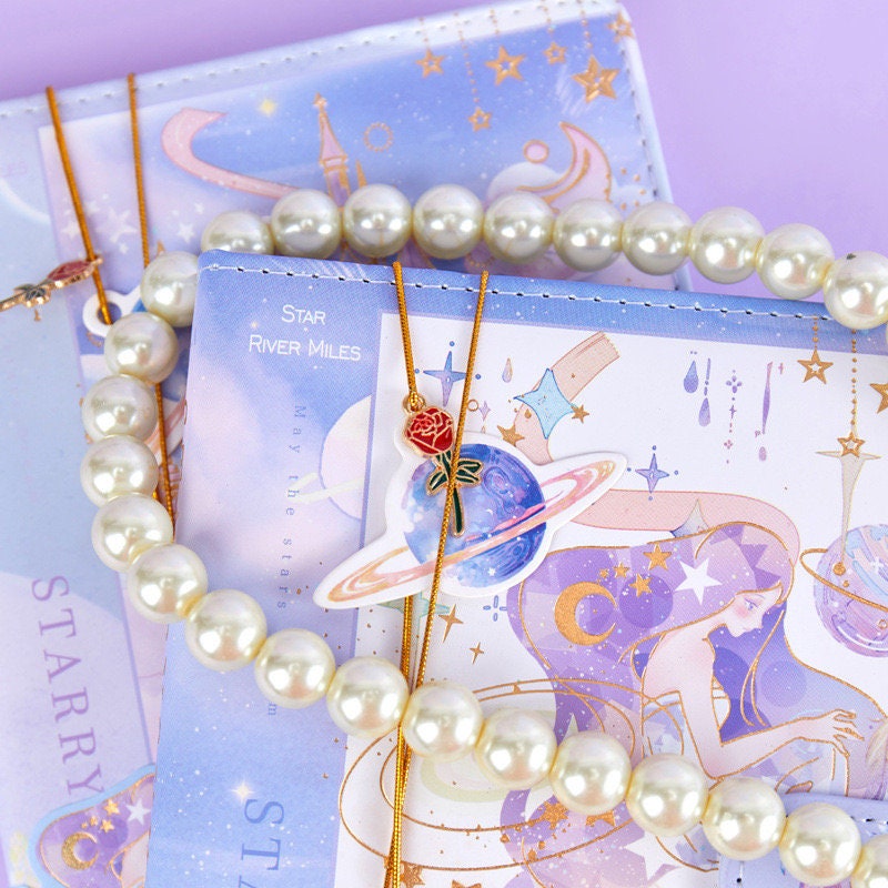 Starry Fantasy Notebook with Metal Bookmark -224 Pages A5 magnetic buckle Fairy Notebooks Soft Leather Cover - Bullet Journal DIY Planner