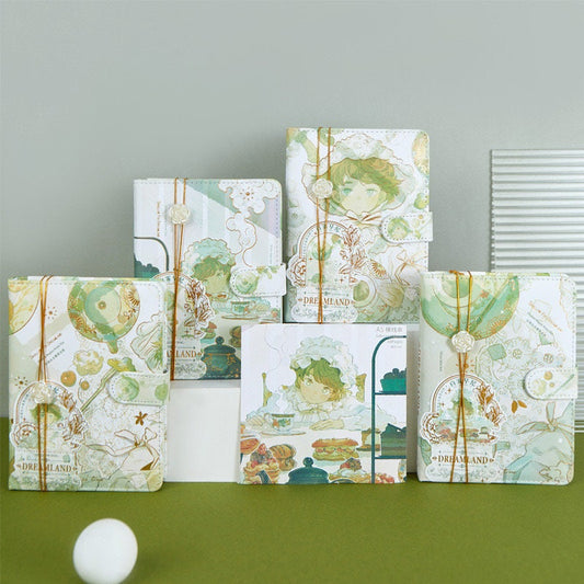 Shallow Fog Dreamland Planner with Shell Bookmark and 3D Page -224 Pages Soft Leather Cover - A5 magnetic buckle notebooks  - Bullet Journal