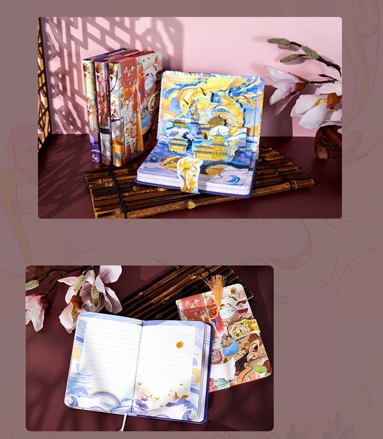 Magical Music Beauty Journal with Bookmark and 3D Card - 224 Pages Hard Cover Planner- A5 magnetic buckle notebooks  - Bullet Journal