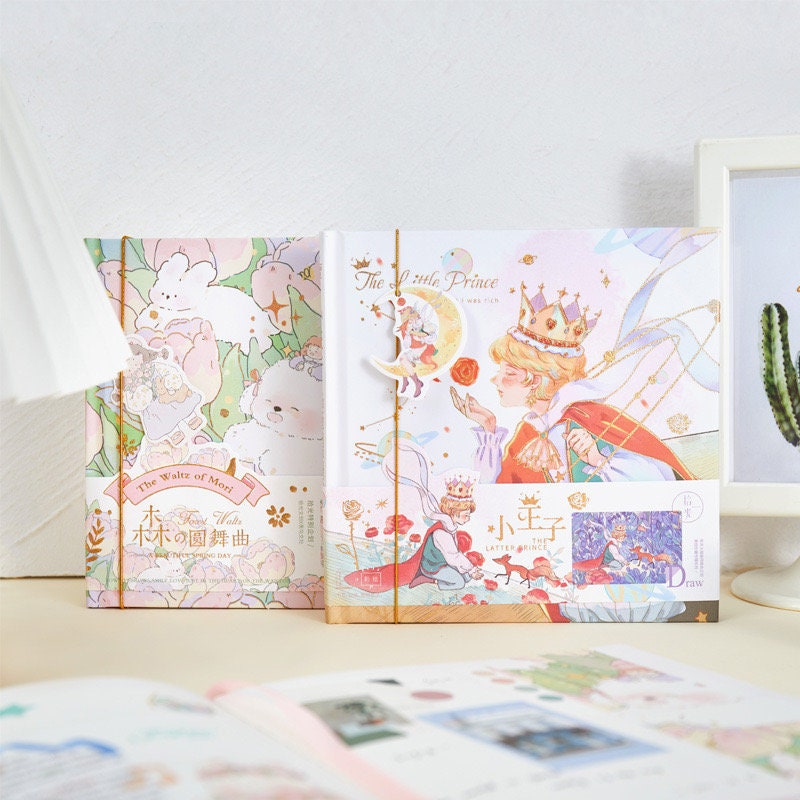 Prince and Waltz Notebook with Bookmark - Square 160 Pages Notebooks with hard Cover - Colorful Designed Pages -Bullet Journal DIY Planner