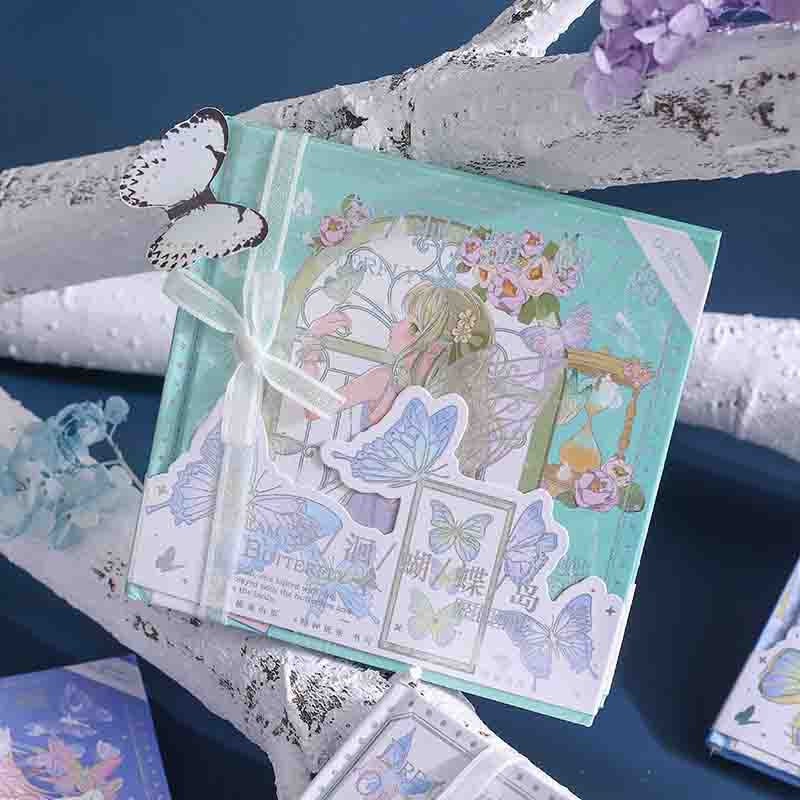 Dream of Butterfly Notebook with Bookmark - Square 132 Pages A5 Notebooks with hard Cover - Bullet Journal DIY