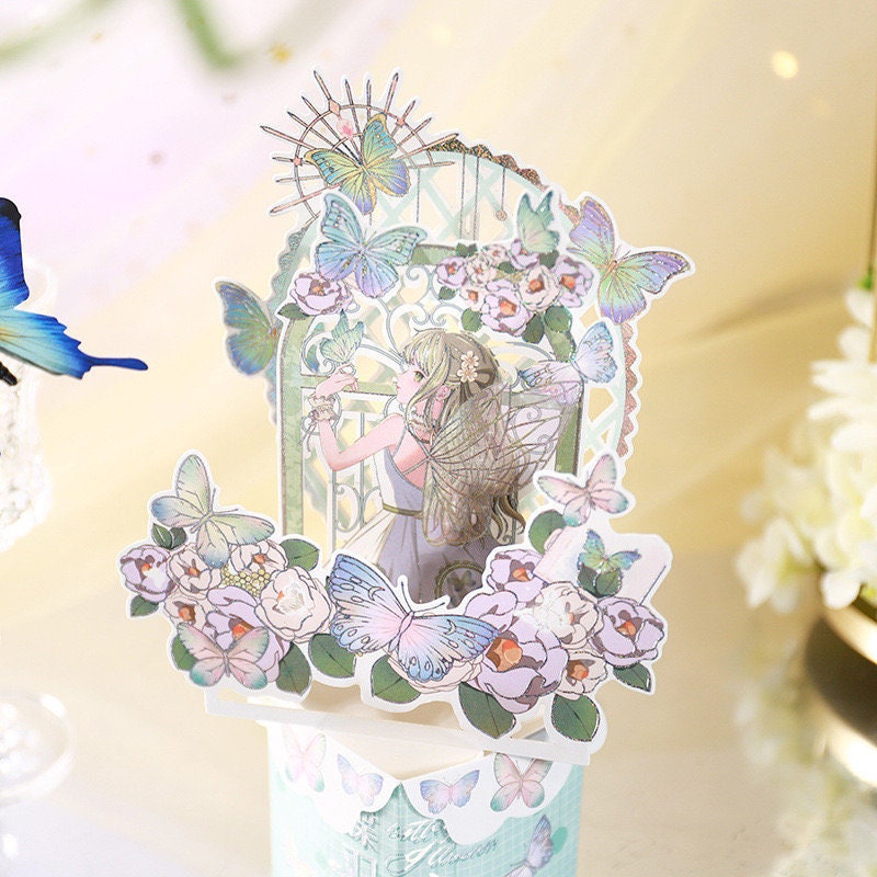 Flower and Butterfly 3D Gift Card -  Pop Up Card -Greeting Cards, Card for Mum, Card for Wife, Valentine's day Anniversary Card