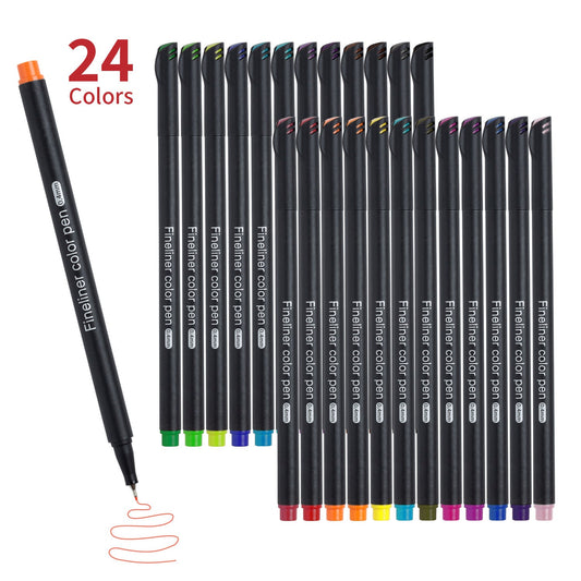 24 Color Fineliner Pens Set, Colored Sketch Writing Drawing Pens for Journal Planner Note Taking and Coloring Book,  Art Crafts Scrapbooks