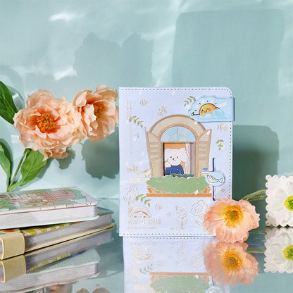 Garden Theater Journal - Soft Leather Cover Planner- A5 magnetic buckle Pink notebooks  - Bullet Journal with lines or dots- Cute Notebook