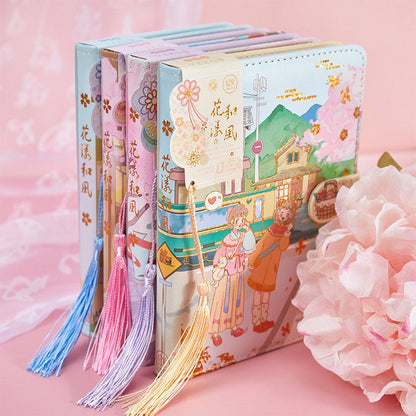 Cherry Blossom Festival Planner with Bookmark and 3D Page -224 Pages Soft Leather Cover - A5 magnetic buckle notebooks  - Bullet Journal
