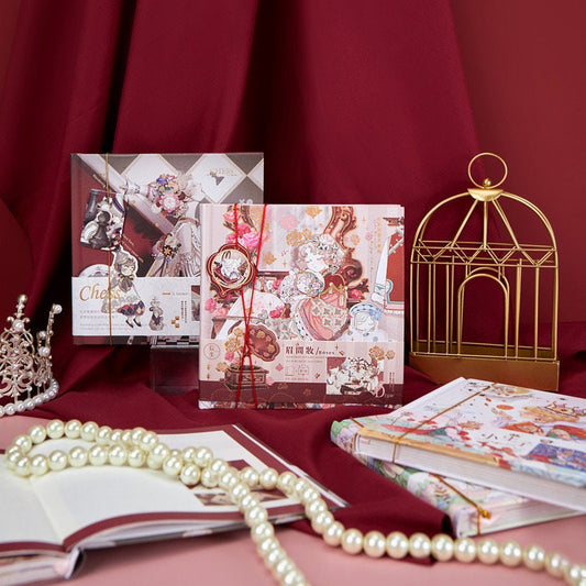 Rose Chess Notebook with Bookmark - Square 160 Pages Notebooks with hard Cover - Colorful Designed Pages -Bullet Journal DIY Planner