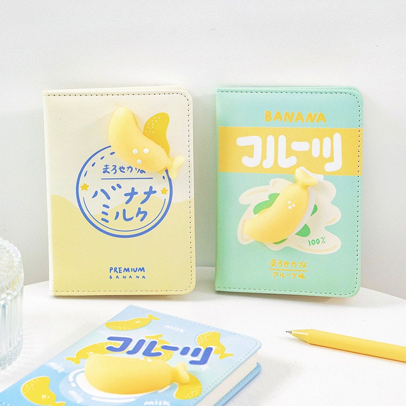 Cute Banana Planner with Soft Decompressed Silicone Banana- Soft Leather Cover - 224 Pages - A6 notebooks  - Bullet Journal