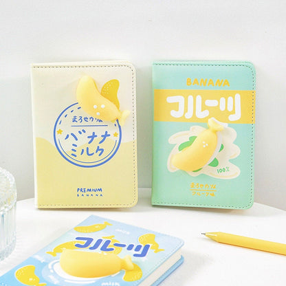 Cute Banana Planner with Soft Decompressed Silicone Banana- Soft Leather Cover - 224 Pages - A6 notebooks  - Bullet Journal
