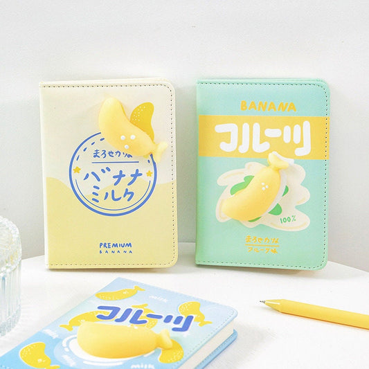 Cute Banana Planner with Soft Decompressed Silicone Banana- Soft Leather Cover - 224 Pages - A6 notebooks  - Bullet Journal