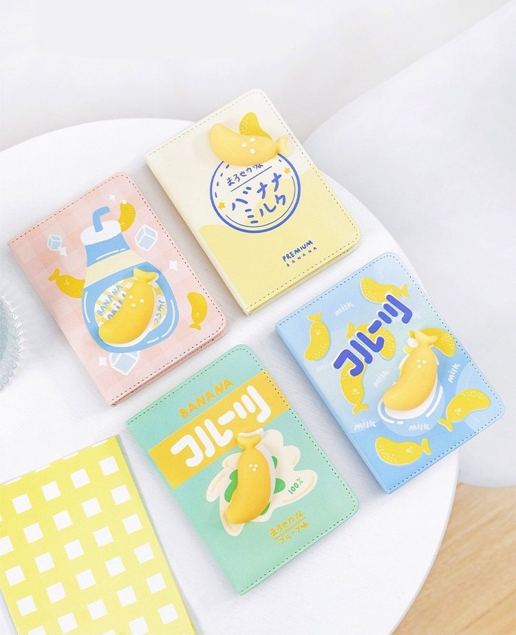 Cute Banana Planner with Soft Decompressed Silicone Banana- Soft Leather Cover - 224 Pages - A6 notebooks  - Bullet Journal