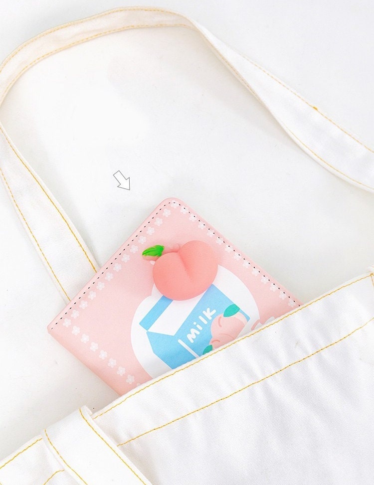 Cute Peach Planner with Soft Decompressed Silicone Peach- Soft Leather Cover - 224 Pages - A6 notebooks  - Bullet Journal